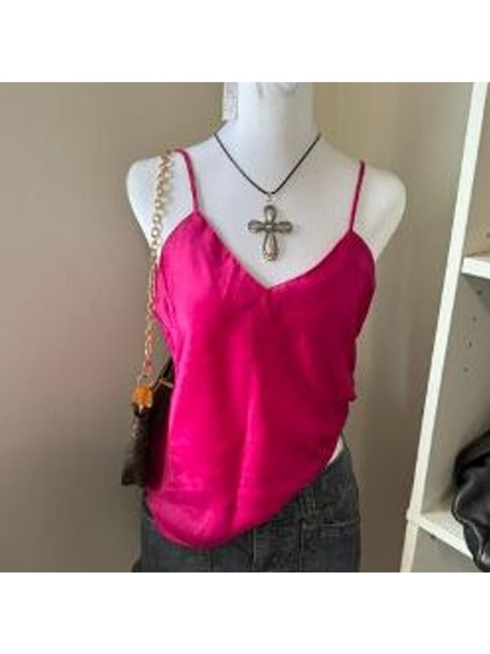 Vintage Victoria’s Secret Gold Label Hot Pink Satin Top Size S